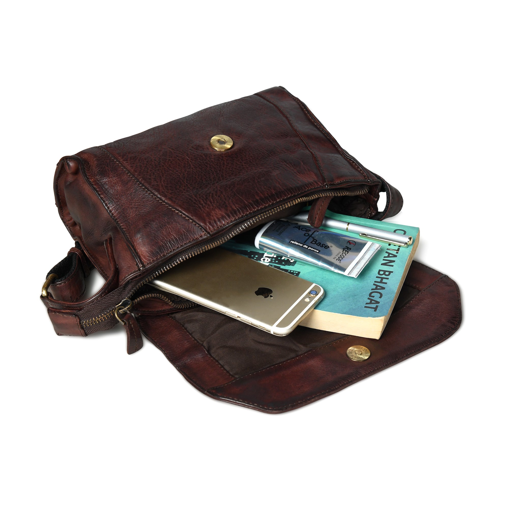 Heritage Leather Crossbody Bag - Tan Colour